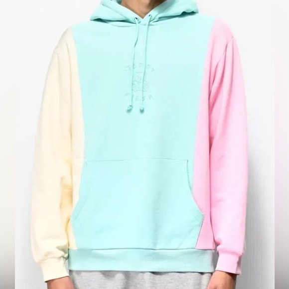 Teddy Fresh Mint, Cream, and Pink Colorblock Hoodie - Picture 1 of 7
